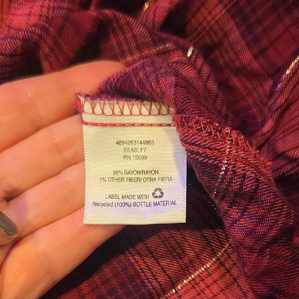 Simply Emma Raspberry Plaid Button Down Shirt - Picture 5 of 6